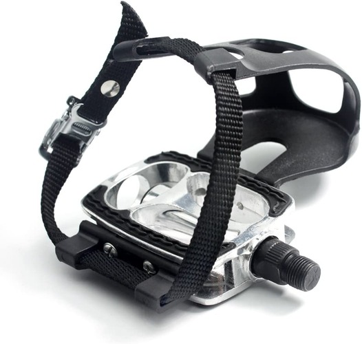 DRBIKE Bike Pedals with Toe Clip Cage and Straps