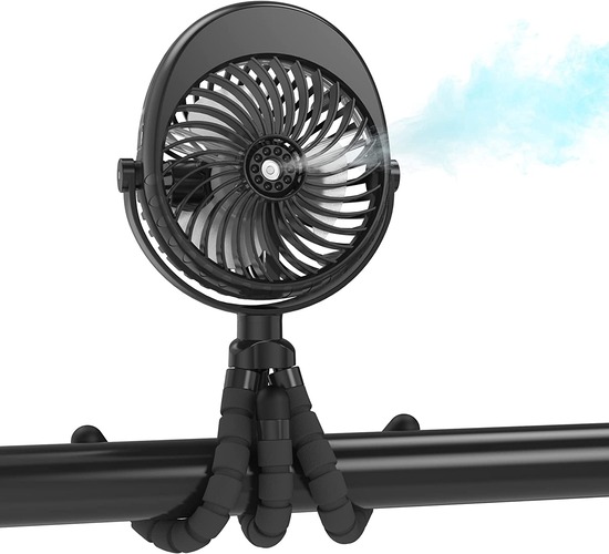 Misting Stroller Fan, 2500mAh Battery Powered Personal Desk Air Circulator Fan